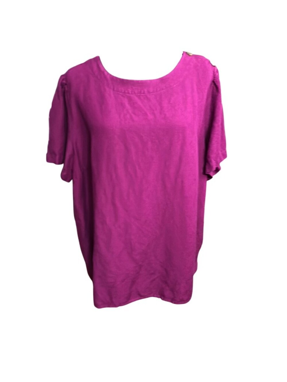 Ava & Viv Shirt Women 1X Pink Linen Blend Short Sleeve Pullover Blouse
